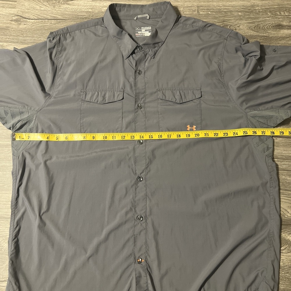 Under Armour ISO Chill Long Sleeve Button Lightweight Vented Gray Shirt Size 3XL - Picture 3 of 8